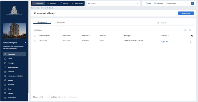 Community Board Screenshot