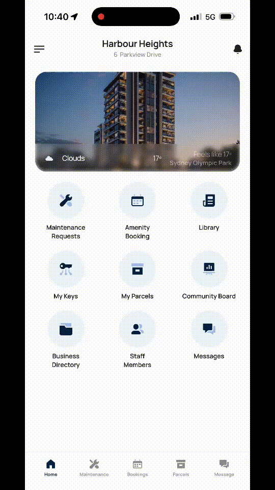 submitting maintenance request as resident (mobile app)